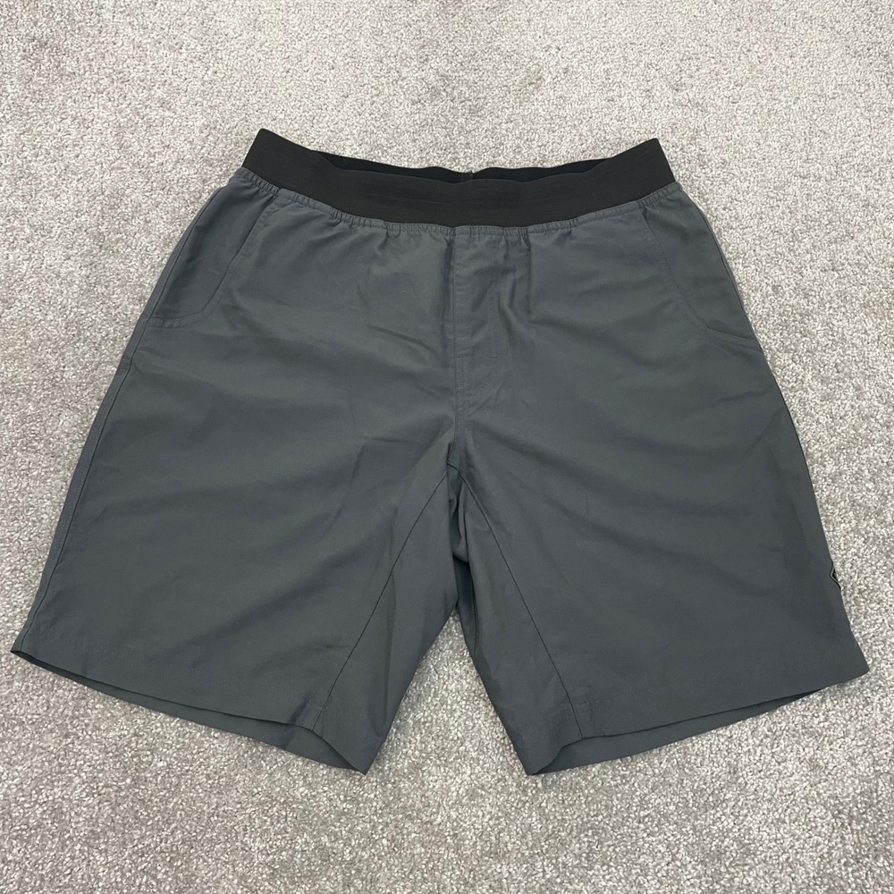 Prana Shorts Mens Medium Charcoal Grey Recycled Polyester Elastic Waist Active